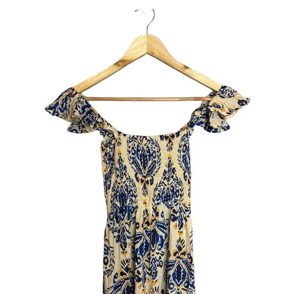 Tiare Hawaii Hollie Off Shoulder Dress in River Cream & Blue OS - Picture 6 of 7